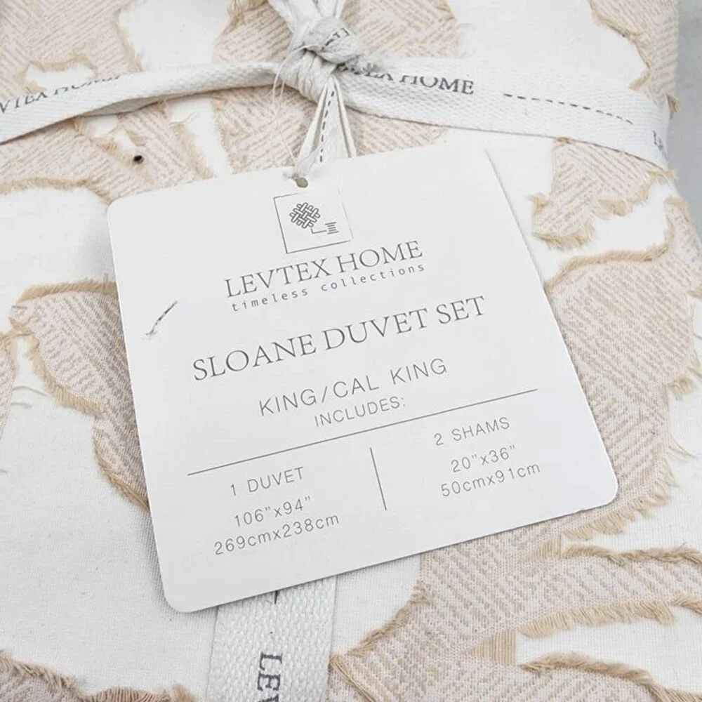 Levtex Home Kimbell Natural Duvet Cover Set with Shams King - Beige Khaki